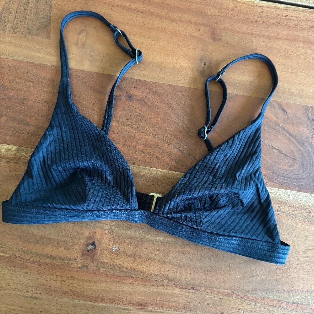 Vitamin A Swim - Moss Bralette Top - Black EcoRib Small